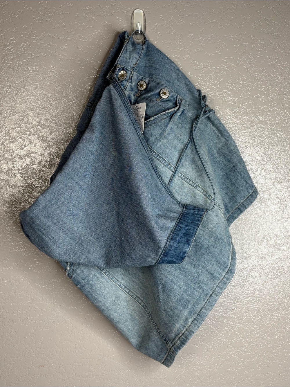 Free People Savannah Light Denim Chambray Overall Jumper Dress New w Tags Size 6 - Picture 6 of 14